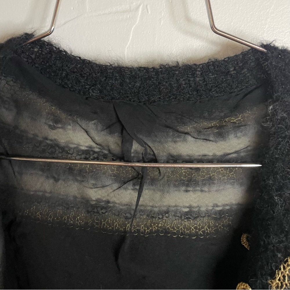 Vintage 1950s Black and Gold Cropped Hand Knit Cardigan - Picture 6 of 10